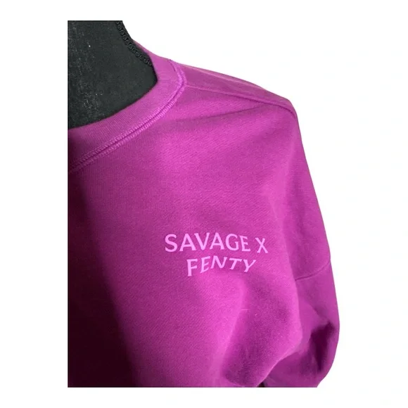 Savage X Fenty Purple Logo Crewneck Sweatshirt Size L - Picture 4 of 5